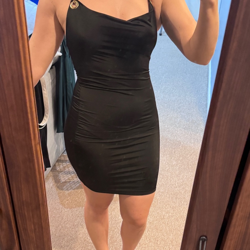Chocolate Black Ruched Bodycon Mini Dress